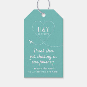 Aeroplane Heart Destination Travel Theme Favour Gift Tags