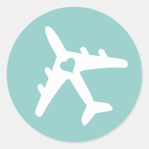 Aeroplane Heart Destination Travel Theme Sticker