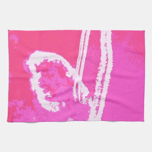 Aeroplane Heart Pink  Tea Towel (Horizontal)