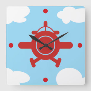 Aeroplane in the sky square wall clock