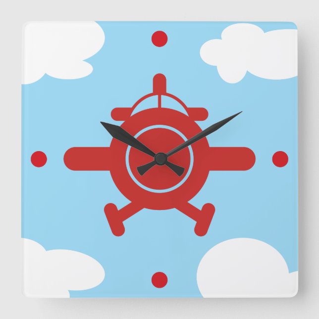 Aeroplane in the sky square wall clock (Front)