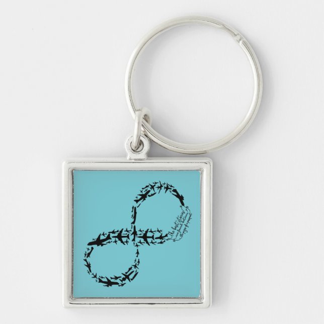 Aeroplane Infinity Symbol World Traveller Gift Key Ring (Front)