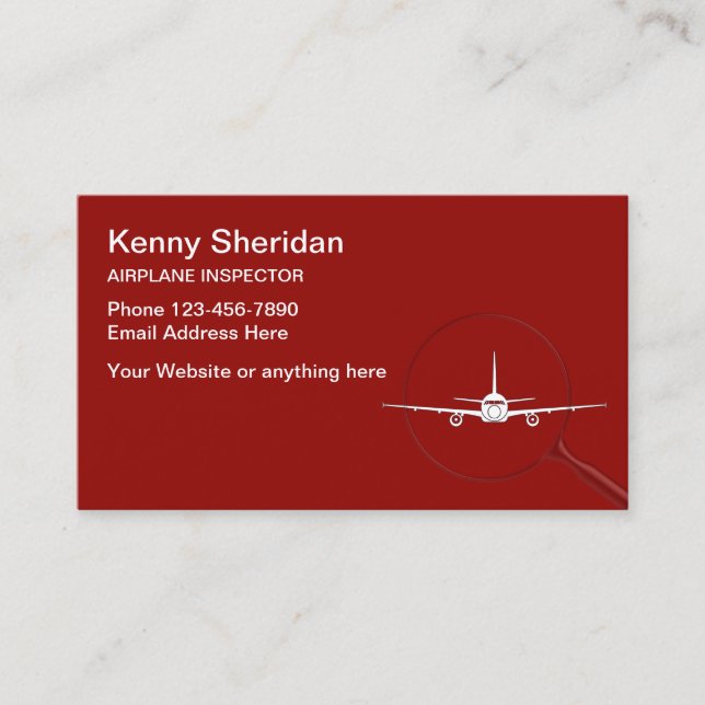 Aeroplane Inspector And Mechanic Business Card (Front)