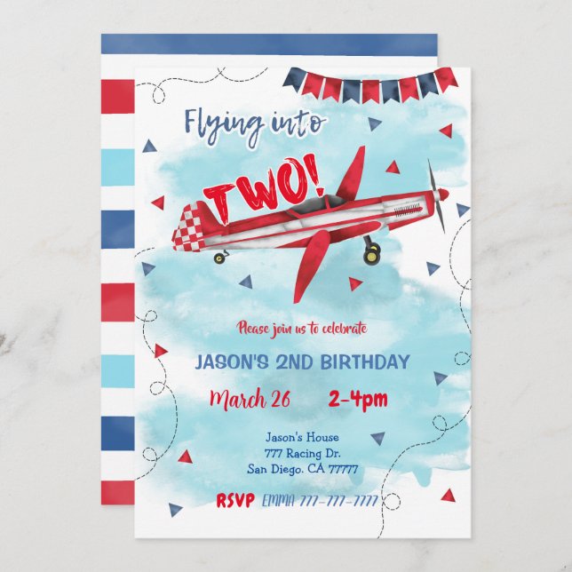 Aeroplane Invitation (Front/Back)