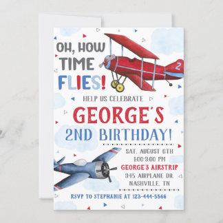 Aeroplane Invitation Boy Aeroplane Birthday Party