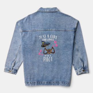 Aeroplane Just A Girl Who Loves To Be A Pilot Denim Jacket