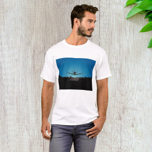 Aeroplane Landing Silhouette at Night  T-Shirt