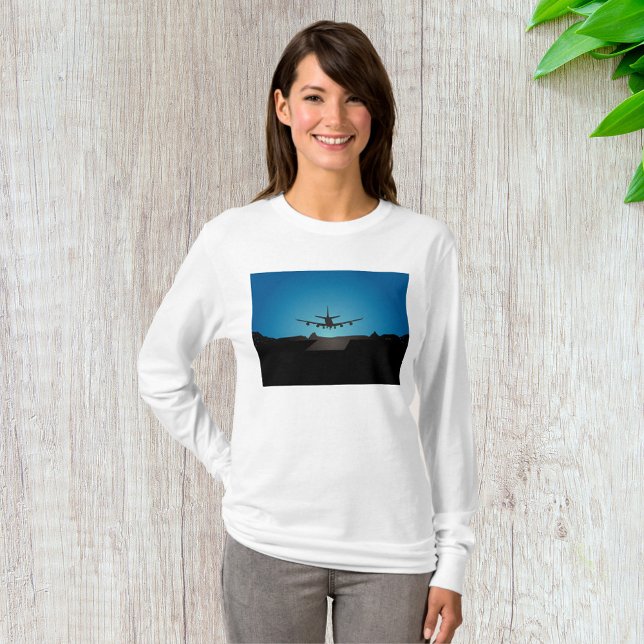 Aeroplane Landing Silhouette at Night  T-Shirt (Creator Uploaded)