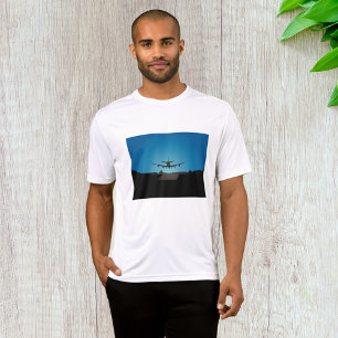 Aeroplane Landing Silhouette at Night  T-Shirt