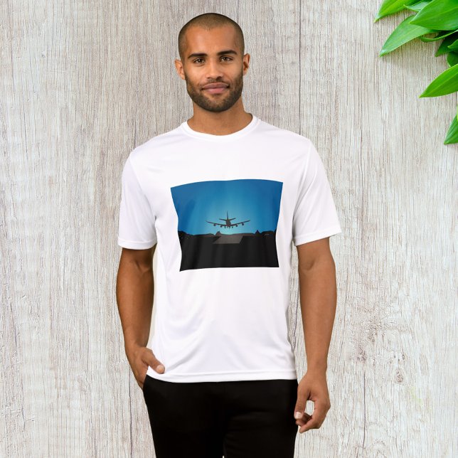 Aeroplane Landing Silhouette at Night  T-Shirt (Creator Uploaded)