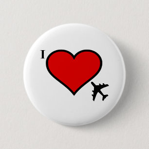 Aeroplane Love 6 Cm Round Badge