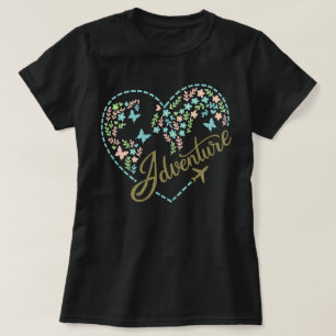Aeroplane Mode Adventure Heart Graphic for Women  T-Shirt