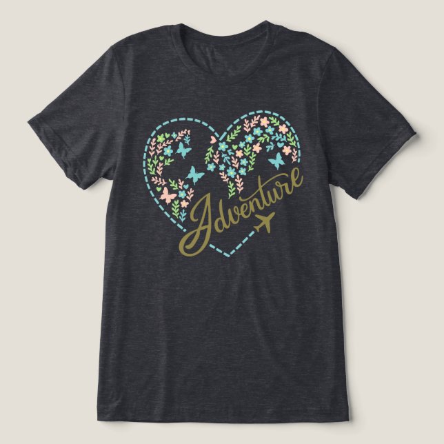 Aeroplane Mode Adventure Heart Graphic for Women  Tri-Blend Shirt (Design Front)
