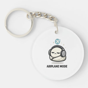 Aeroplane Mode On - Cute Tired Character Headphone Key Ring
