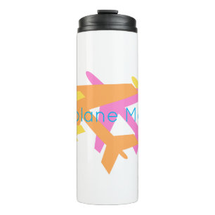Aeroplane Mode Pilot Flying Travel Colourful Fun Thermal Tumbler