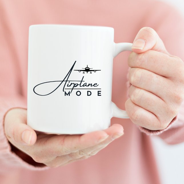 Aeroplane Mode,Travel, Minimalist Script, Aviation Coffee Mug (Creator Uploaded)