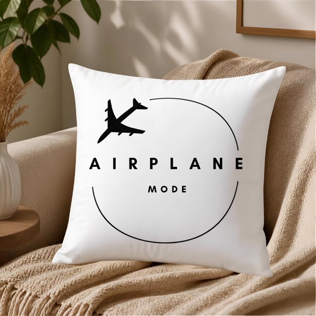 Aeroplane Mode,Travel, Minimalist Script, Aviation Cushion (Creator Uploaded)