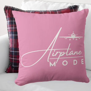 Aeroplane Mode,Travel, Minimalist Script, Aviation Cushion