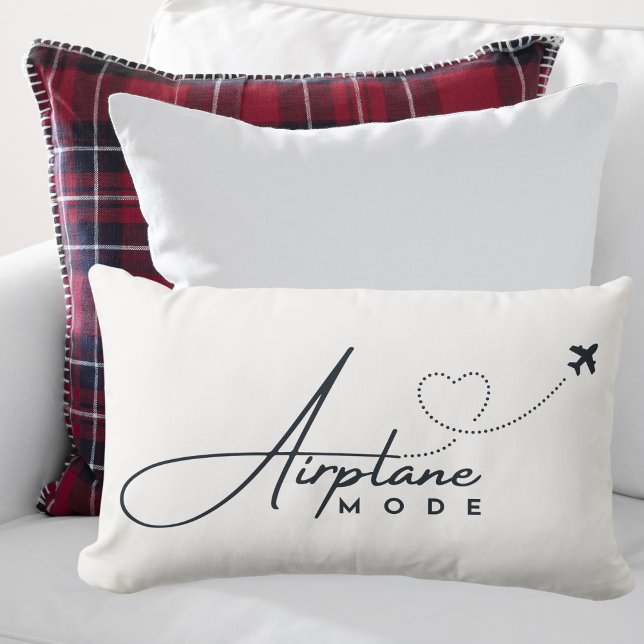 Aeroplane Mode,Travel, Minimalist Script, Aviation Lumbar Cushion (Creator Uploaded)