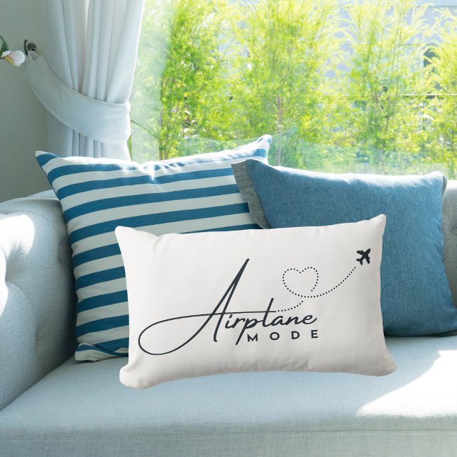 Aeroplane Mode,Travel, Minimalist Script, Aviation Lumbar Cushion (Creator Uploaded)