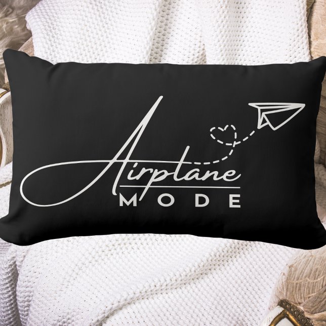 Aeroplane Mode,Travel, Minimalist Script, Aviation Lumbar Cushion (Creator Uploaded)