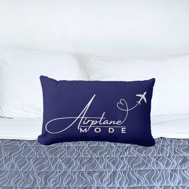Aeroplane Mode,Travel, Minimalist Script, Aviation Lumbar Cushion (Creator Uploaded)