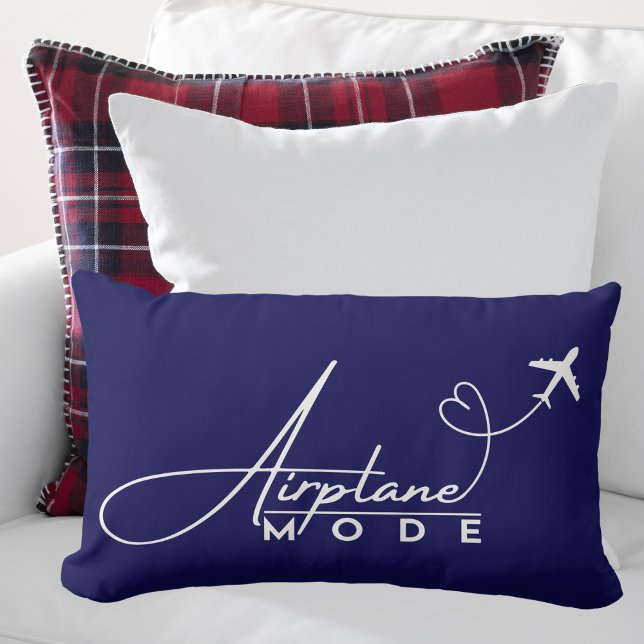 Aeroplane Mode,Travel, Minimalist Script, Aviation Lumbar Cushion (Creator Uploaded)