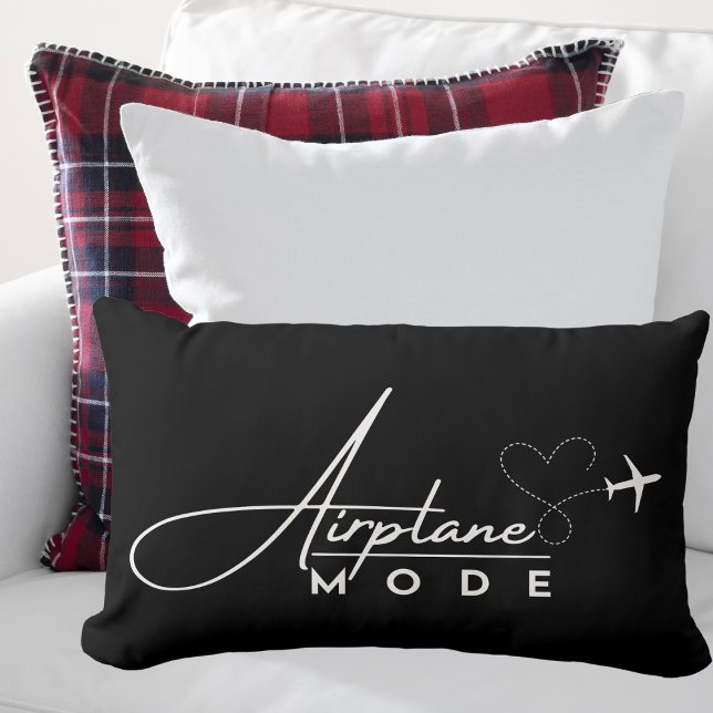 Aeroplane Mode,Travel, Minimalist Script, Aviation Lumbar Cushion (Creator Uploaded)