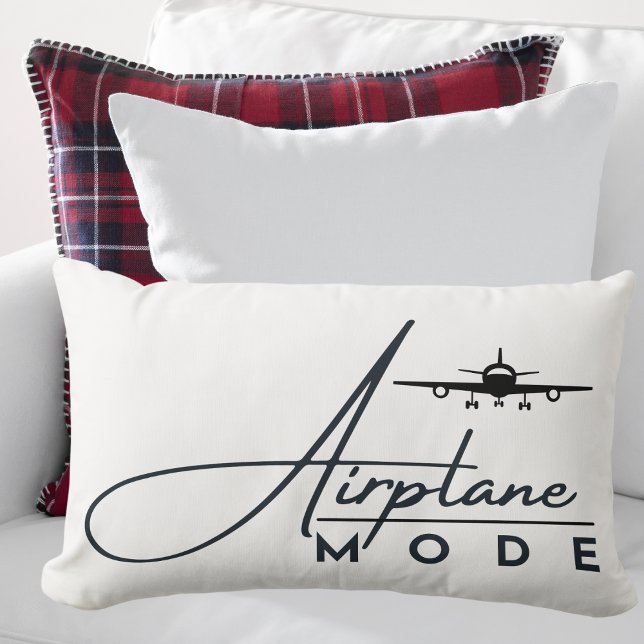 Aeroplane Mode,Travel, Minimalist Script, Aviation Lumbar Cushion (Creator Uploaded)