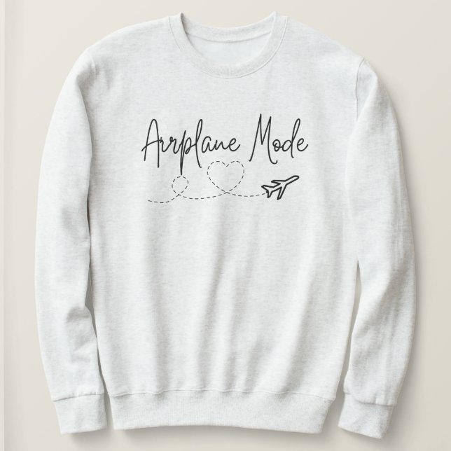 Aeroplane Mode with Heart in Black Sweatshirt (Design Front)