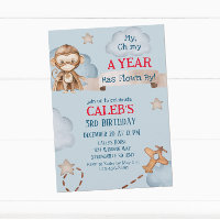 Aeroplane Monkey Pilot Time Flies Boys Birthday