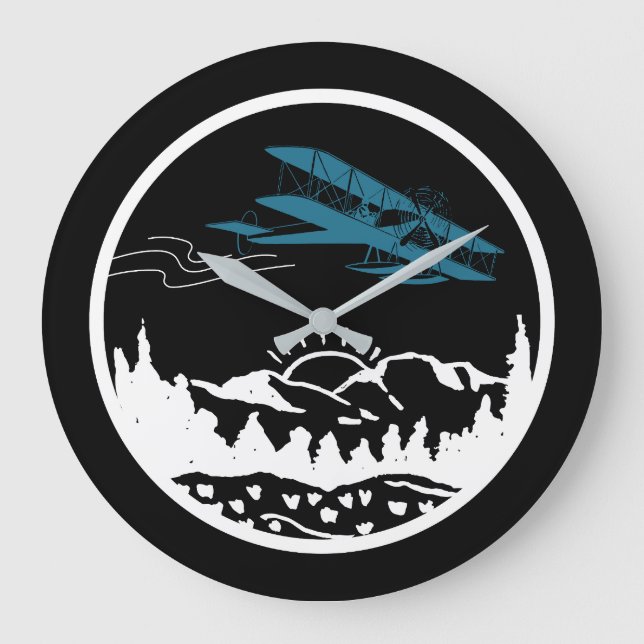 Aeroplane Mountains & Sunset,Aviation, Minimalist  Large Clock (Front)