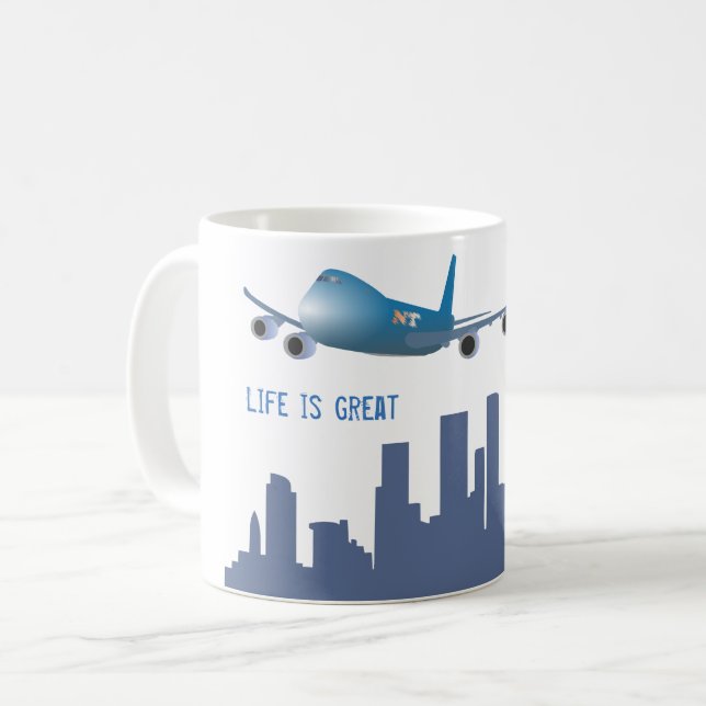 Aeroplane mug "Life is great" (Front Left)