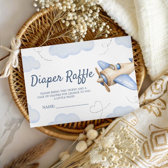 Aeroplane Oh Boy Shower Diaper Raffle Ticket Enclosure Card (Creator Uploaded)