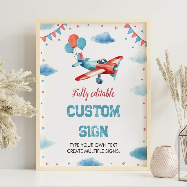 Aeroplane Oh My Time Flies Birthday Table Sign (Creator Uploaded)
