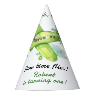Aeroplane Oh My Time Flies Travel First Birthday  Party Hat