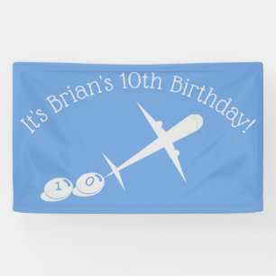 Aeroplane on Blue Personalised Banner