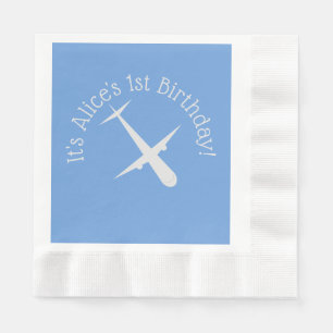 Aeroplane on Blue Personalised Coined Napkin