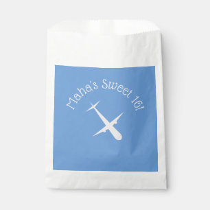 Aeroplane on Blue Personalised Favour Bags