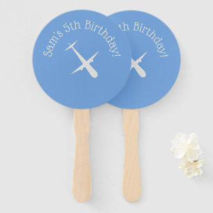 Aeroplane on Blue Personalised Hand Fan