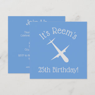 Aeroplane on Blue Personalised Invitation