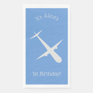 Aeroplane on Blue Personalised  Napkin