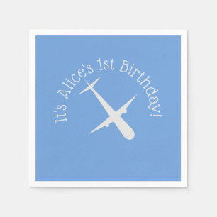 Aeroplane on Blue Personalised  Napkin