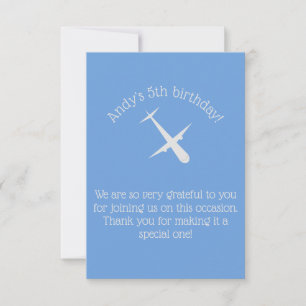 Aeroplane on Blue Personalised Thank You Card