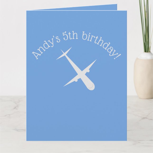 Aeroplane on Blue Personalised Thank You Card (Front)