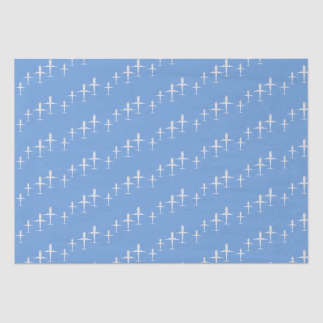 Aeroplane on Blue Personalised Tissue Paper (Front)