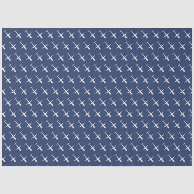 Aeroplane on Dark Grey Blue Tissue Paper (Front)