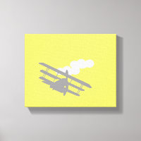 Aeroplane on plain yellow background.