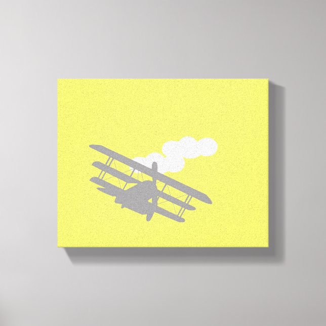 Aeroplane on plain yellow background. canvas print (Front)