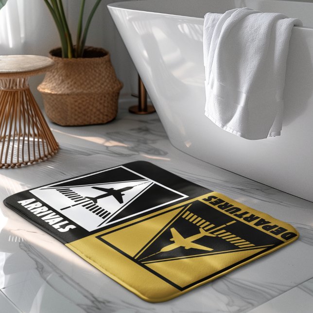 Aeroplane on Runway with Arrivals Departures,Trave Bath Mat (Creator Uploaded)